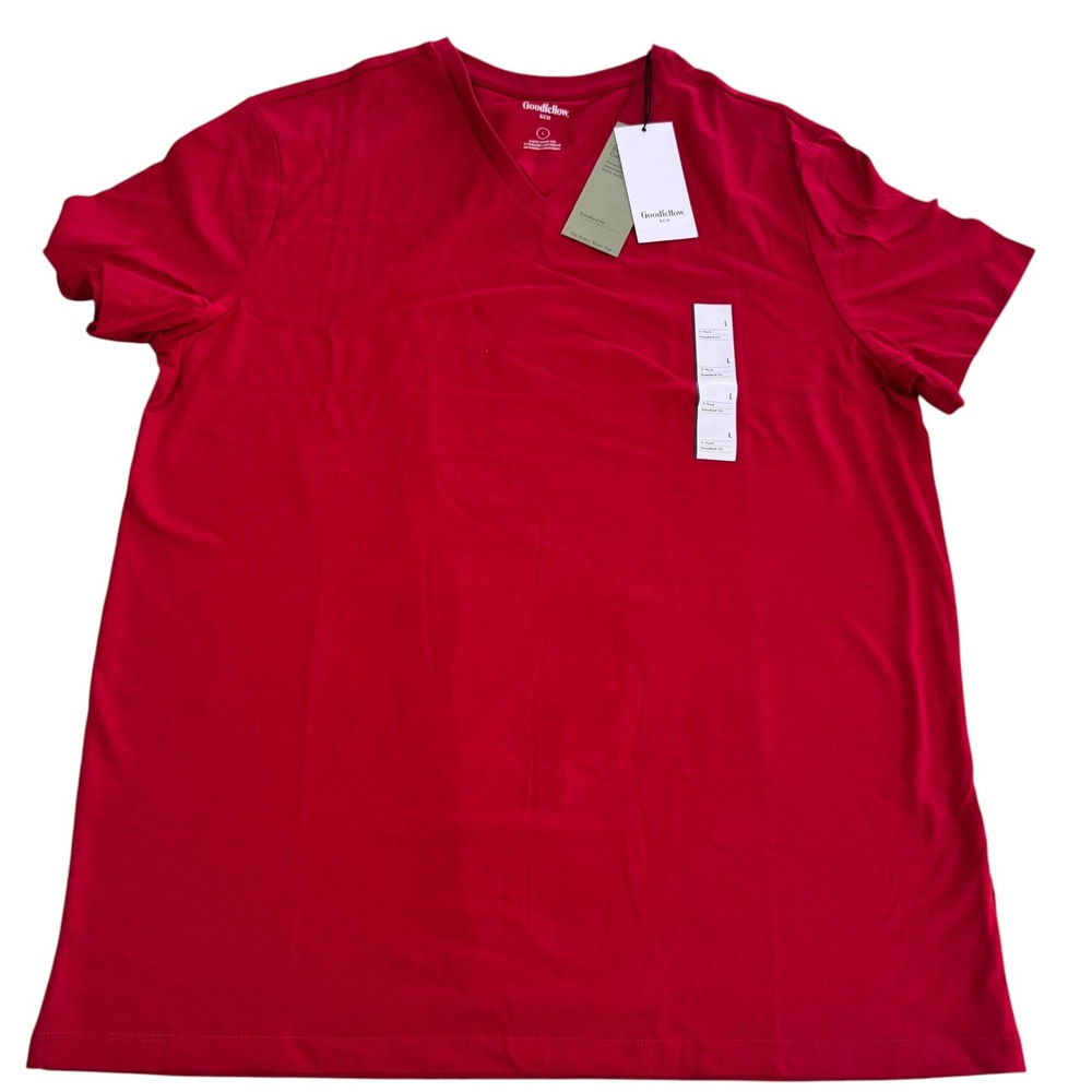 New - Large  Goodfellow & Co Every Day Wear Tee Shirt  Men's V-Kneck - Red